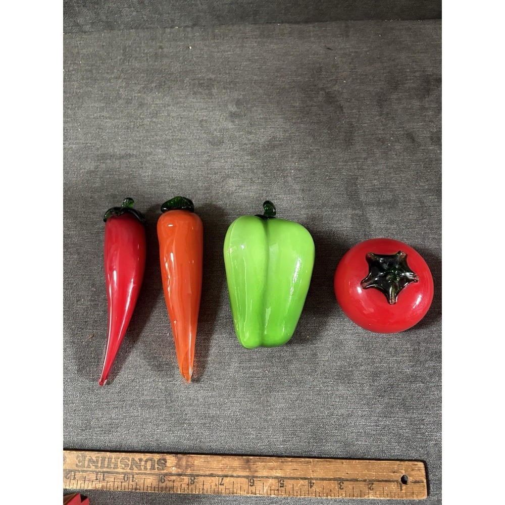 Lot Of‎ 4 Glass Blown Veggie Bell Pepper, Carrot, Chili Pepper, Tomato